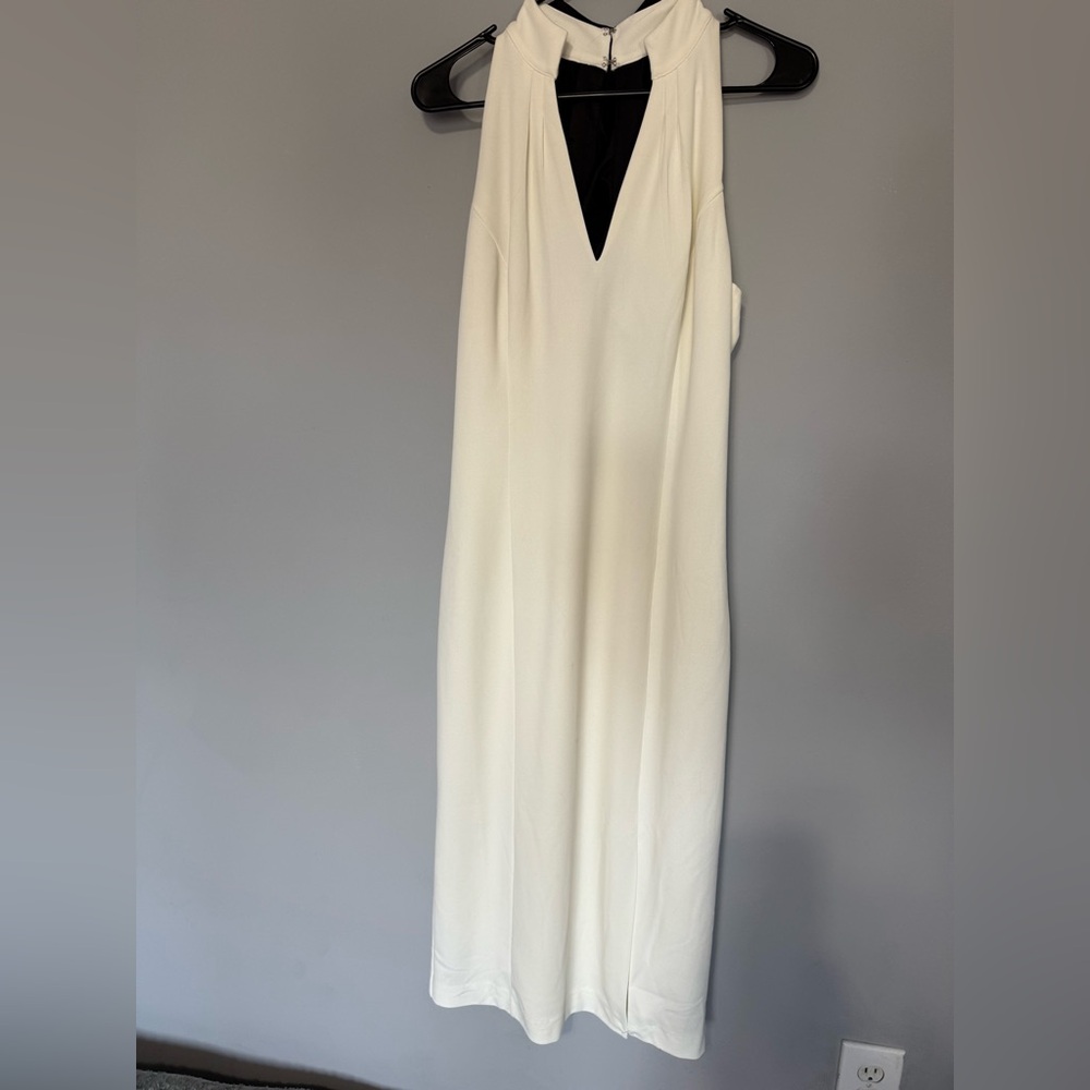White House Black Market Cream Sequin Sheath Dress